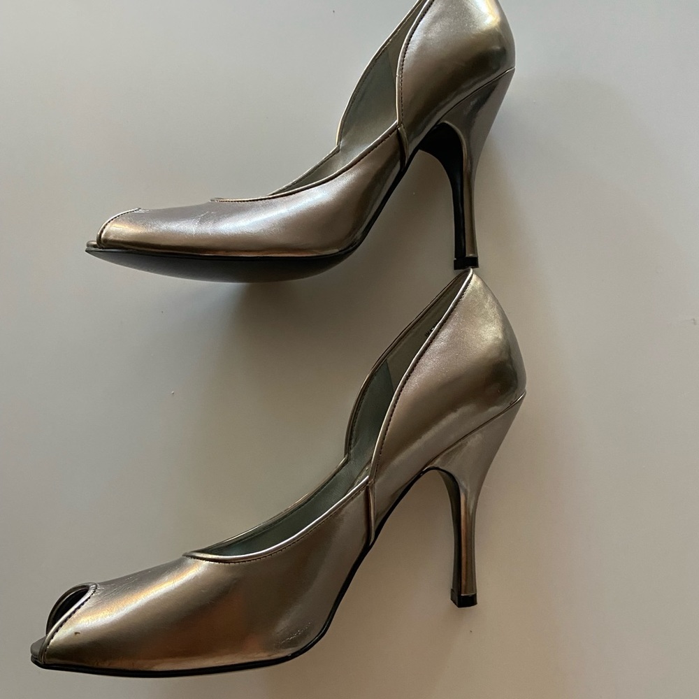 Silver Peep Toe Heels